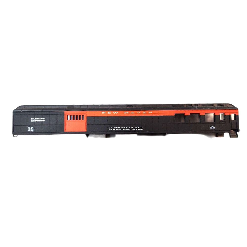 Rivarossi 80 ft Mail Car Baggage Express New Haven HO Black Orange *No Trucks
